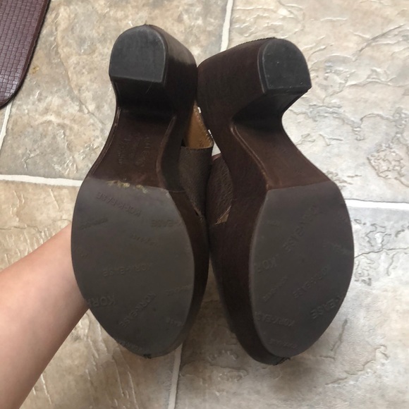 Kork-ease brown leather criss cross platform heels - Picture 3 of 4